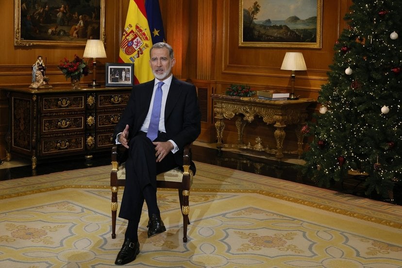 Felipe VI durante un momento del  discurso de Navidad (EP).
